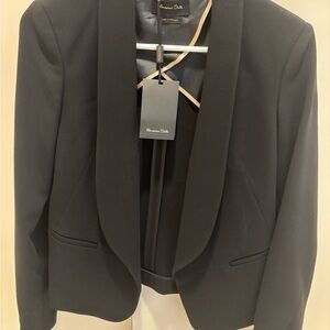 Massimo Dutti Black Shawl-Collar Tailored Blazer